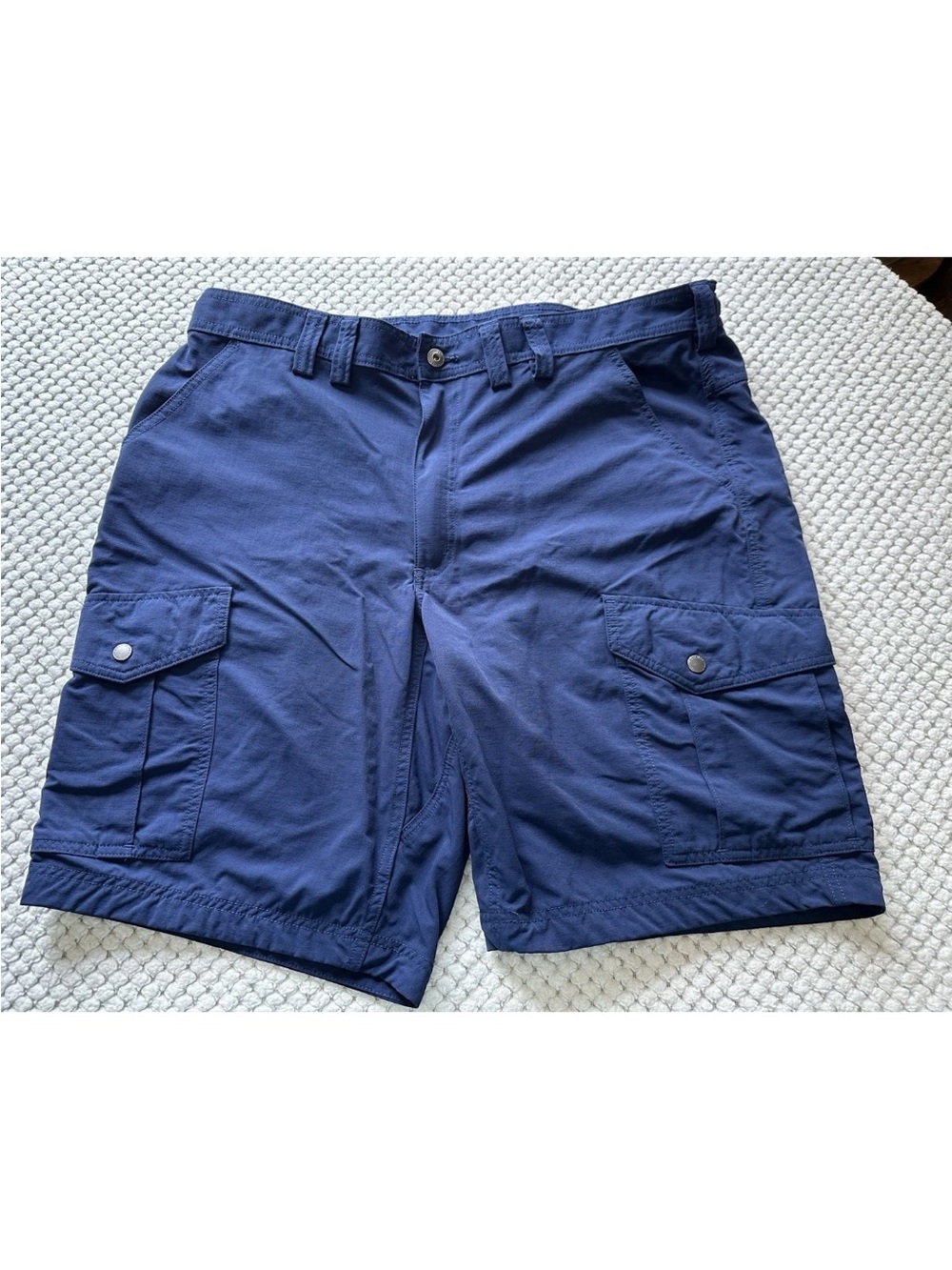 Duluth Trading Cargo Men’s 40 Blue Ripstop Shorts Relaxed Fit Elastic Waist